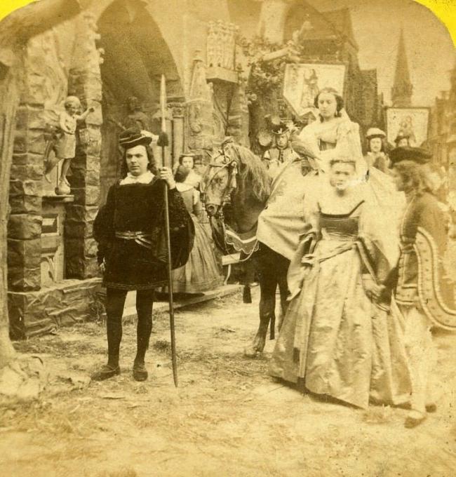 France Paris Genre Scene Falconry Hunting old Stereo Photo Gaudin 1865